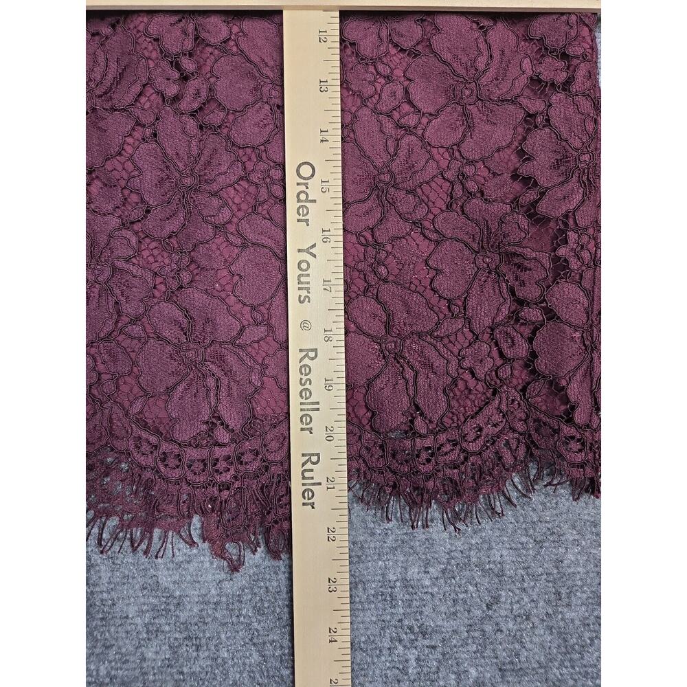 Ann Taylor Factory Straight Pencil Skirt Wine Lace Overlay Size 0 Zip Back - Picture 7 of 9